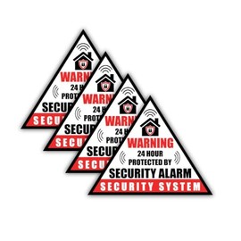 Alarm System Window Door Warning Alert Sticker Decals Front Self Adhesive Vinyl Outdoor/Indoor Security Sticker Decals, 3.5 inch, Pack of 4 (Triangle)