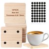 12Pcs Unfinished Wood Coasters,4 Inch Quare Blank Wooden Coasters Crafts