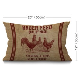 BGBDEIA Vintage Like Chicken Feed Sack Burlap Cushion Cover,Home Decor Throw Pillow Cover Waist Lumbar Cotton Linen Throw Pillow case for Sofa Home Decorative Oblong 12x20 Inches 30 x 50 cm