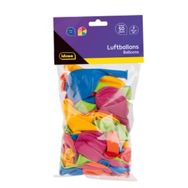 Idena 31525 - Palloncini in gomma naturale, 50 palloncini in 6 colori, diametro 25 cm, come decorazione per compleanni, matrimoni, carnevale