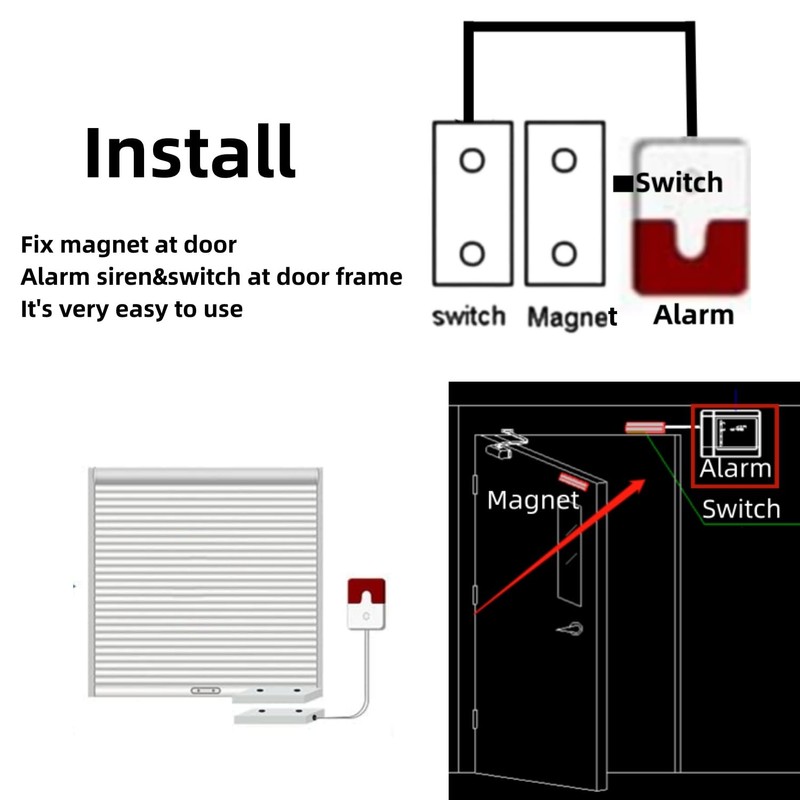 Exit Stopper Door Alarm with Alarm Sound Max. 110dB Adjustment