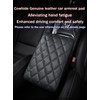 POKSRI Car Center Console Cover pad Genuine Cowhide Leather,Black Armrest