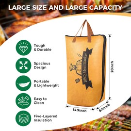 BBQ Blanket for Resting Meat,21Inch Reusable Smoker Meat Resting Blanket,5-Layer Insulation&Wide Mouth for Large Brisket/Pork Shoulders/Turkeys/Picnic BBQ Party,Gifts for Men/Dad