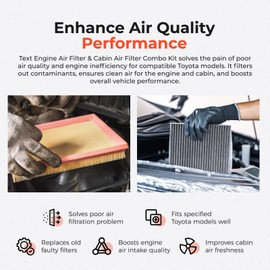 Engine Air Filter & Cabin Air Filter Combo Kit Compatible with 2022-2025 Toyota Tundra, 2023-2025 Toyota Sequoia 3.4L V6, Replaces 17801-F4010, 17801F4010, 87139-0C010, 871390C010