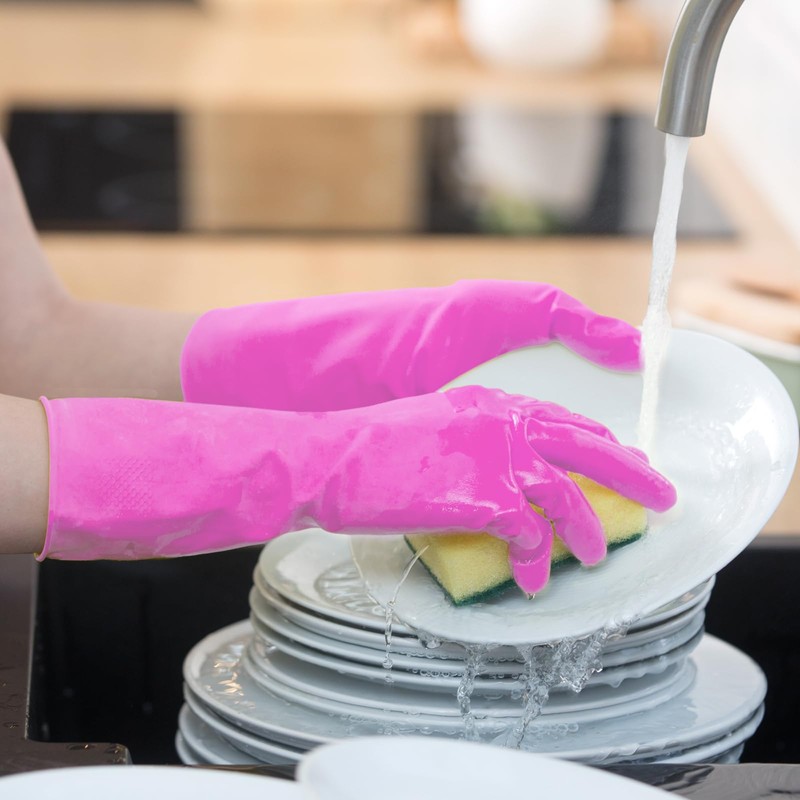 ForPro Natural Rubber Gloves, 6 Pairs Reusable Multi-Purpose Household Cleaning