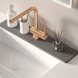 Diatomite kitchen sink splash guard behind faucet - 24inch stone drying mat for kitchen counter, mordern absorbent mat of kitchen sink accessories