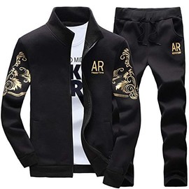 AOTORR Chándal deportivo para hombre, casual, con cierre completa, cálido, para correr, 78negro, Small