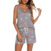 ENJOYNIGHT Womens Pajamas Set Cute Sleeveless Print Tank and Shorts