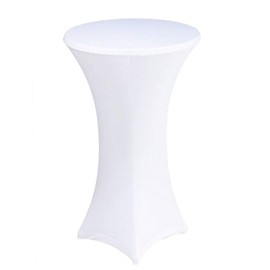 Wedding_Decorations Spandex Cocktail Table Cover Tight Fit Cloth Lycra Vendor Catering Conferences Kit (80cm, White)