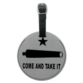 Graphics & More Come and Take It Texas Flag Revolt Round Leather Luggage Id Tag Suitcase, Black