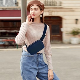 Uwiyo Bumbags for Ladies Belt Bag for Women Men Small Crossbody Bags for Women Fashion Fanny Pack Waist Bag with Adjustable Strap for Travel Outdoors Running Hiking (Navy)