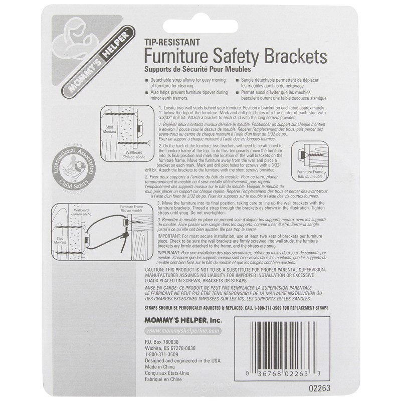 Mommy's Helper Tip Resistant Furniture Safety Brackets