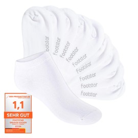 Footstar Sneak It! children's trainer socks (10 pairs), short socks for girls and boys - White, size: 23-26