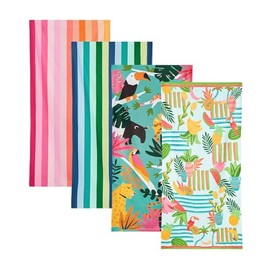 Dock & Bay Beach Towel - Quick Dry, Sand Free - Compact, Lightweight - 100% Recycled - Includes Bag - Havana Cabana - Set of 4 - Large (160x90cm, 63x35)