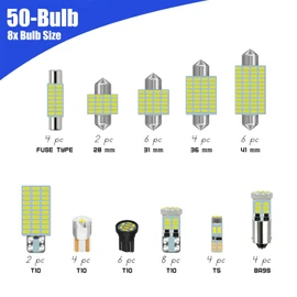 YESCHE 50-Pack LED Interior Light Kit Map Dome Bulb for Car Truck Vehicle
