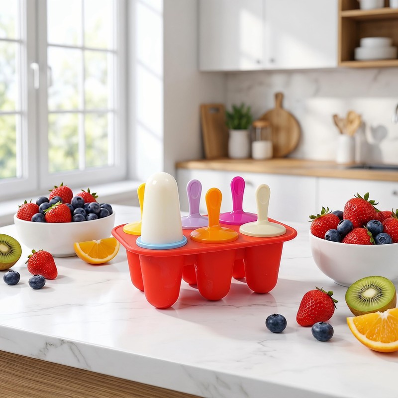Ice Lolly Moulds, 6 Cavity Ice Lolly Moulds with Sticks