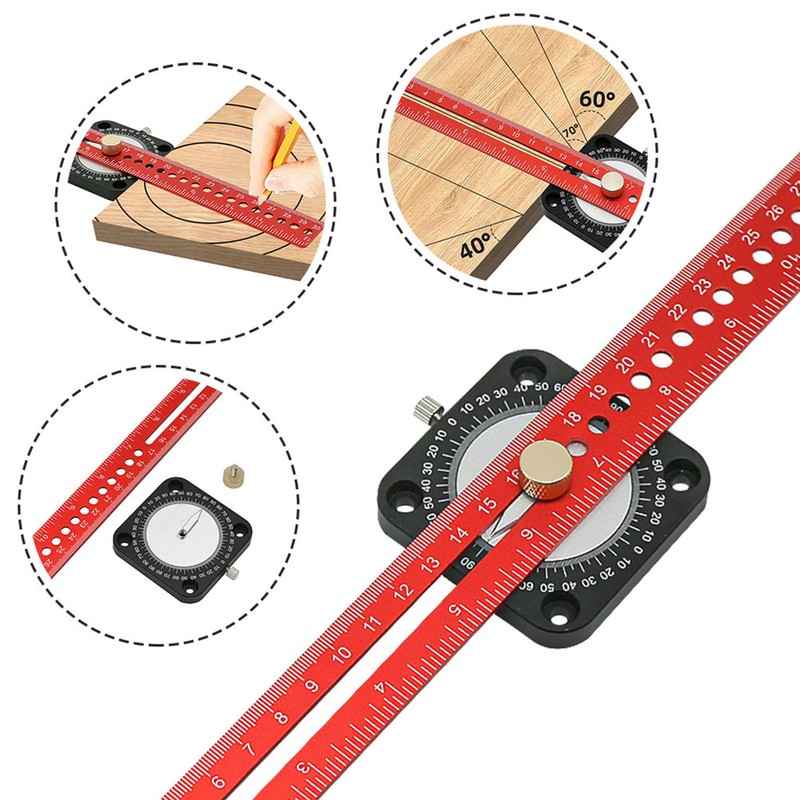 Compass Scriber 360° Aluminum Alloy Dual Scale Ruler Scribing Tool