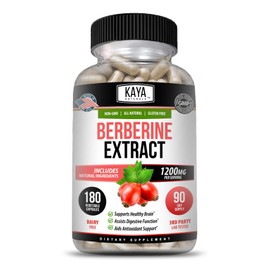 Kaya Naturals Berberine HCL Extract 1200mg - Supports Strong Immune System - Helps with Glucose Levels, Improve Gut Health (Vegetarian, Non-GMO & Gluten-Free) Berberine Supplement (180 Count)