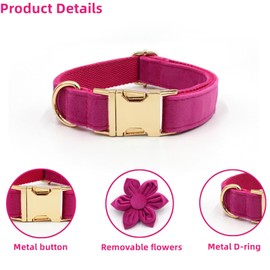 IUOUTG Girl Dog Collar and Leash Set with Flower Cute Dog Collar for Female Dogs Soft and Comfortable Adjustable Puppy Collar for Small Medium Large Dogs