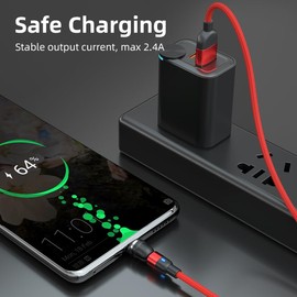 BITHAI Magnetic Charging Cable 2 Pack 360°& 180° Magneti c Charger Magnetic Phone Charger Cable 2.4A USB C Charging Cable for Type C (10ft*2)