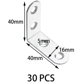 30 PCS Stainless Steel L Shaped Shelf Brackets,Angle Corner Bracket for Furniture Installation