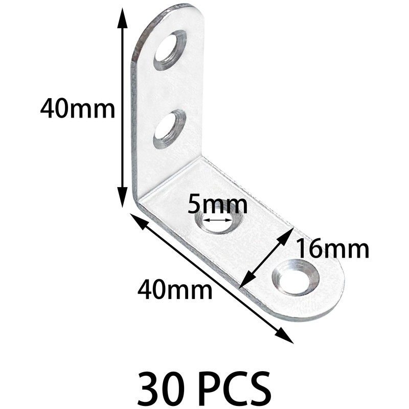 30 PCS Stainless Steel L Shaped Shelf Brackets,Angle Corner Bracket