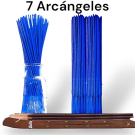 BADLA Incienso Premium Mayoreo | 100 Varitas de Larga Duracion con Porta Incienso Incluido | para Yoga, Aromaterapia, Meditacion |Distintos Aromas Hechos a Mano en la India| (7 Arcángeles)