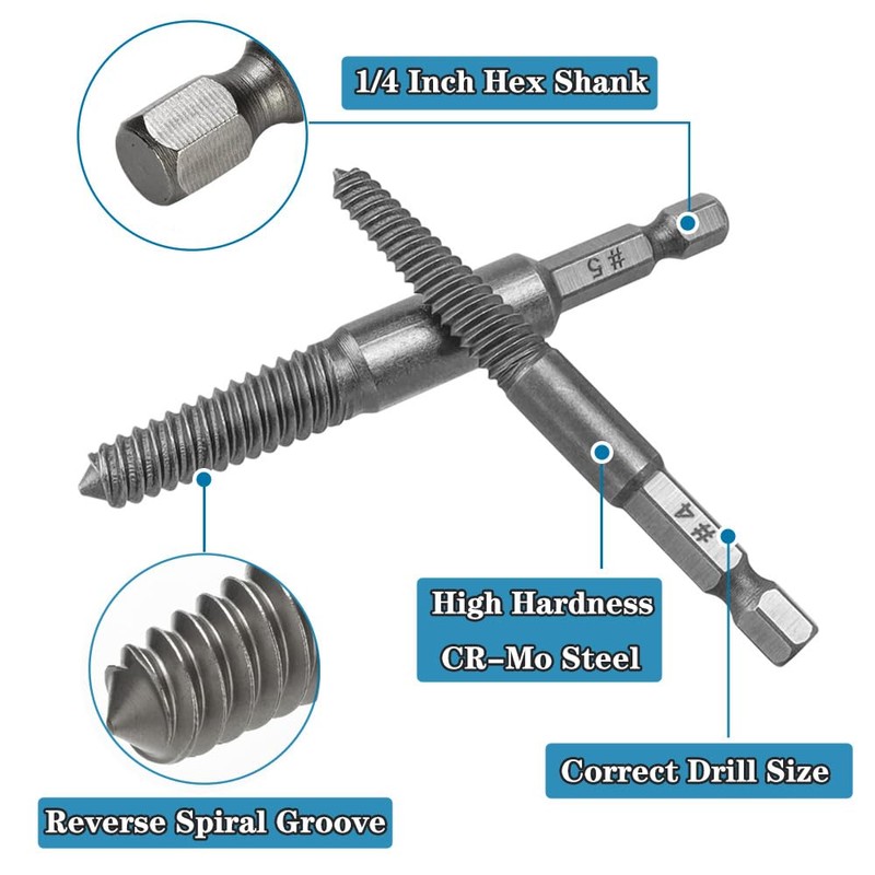 Saipor 11 Pieces Stripped Screw Extractor Set, Reverse Drill Bit