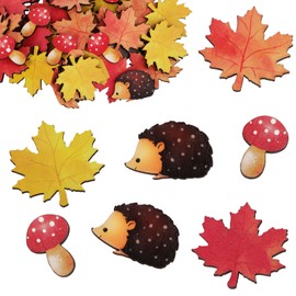70 pcs Autumn Leaves Confetti Fall Confetti Hedgehogs Mushroom Maple Leaves Confetti Thanksgiving Confetti Table Decorations for Fall Decor Crafts Card Making Fall Party Supplies