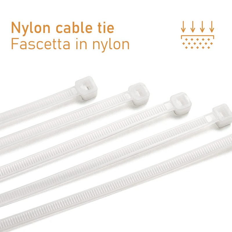 200mm x 2.5mm White Plastic Cable Ties Nylon Cable Ties
