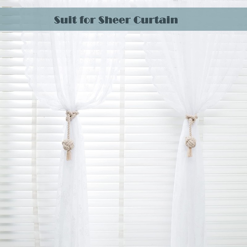 WANFASO 2 Pack Tassel Rope Curtain Tie Backs Nautical Style