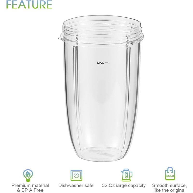 2 Pack Blender Replacement Cups for Nutribullet Blender, 24OZ Cups