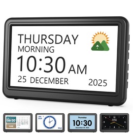 Roxicosly Digital Calendar Alarm Clocks,7" Dementia Clock for Elderly with 20 Custom Alarms 20 Reminders,12 Themes 9 Colors,10 Levels Auto Dimmer,18 Ringtones,Non-Abbreviated Day Date,HD Photo Frame