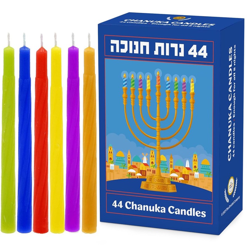 The Dreidel Company 2 Pack Multicolor Hanukkah Candles Menorah Candles