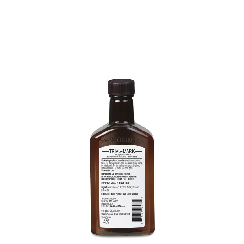 Watkins ORGANIC PURE LEMON EXTRACT, 4 FL. OZ.