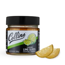 Collins Candied Lime Slices in Syrup, Candied Fruit Slices Bartender Accessories Margarita Party Garnishes, Fruit Candy for Snacks and Tea, Drink Garnishes 10.6oz