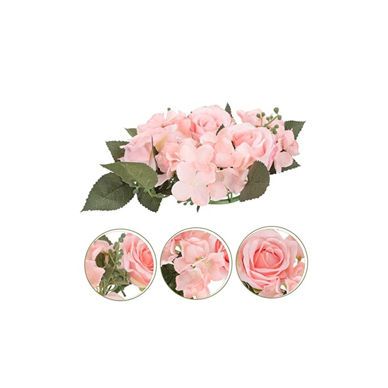 LIFKOME 3piezas Anillo De Vela Flores Artificiales De Rosas para