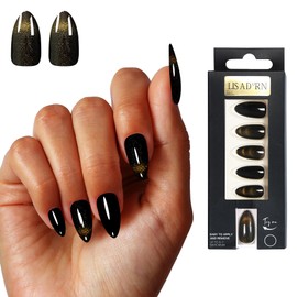 French Tip Press on Nails Gold Cat Eye - Reusable Fake Nails for Wedding, Party & Holidays | Easy to Apply Gel Nails Kit with 24 Sizes (Gift for Her)