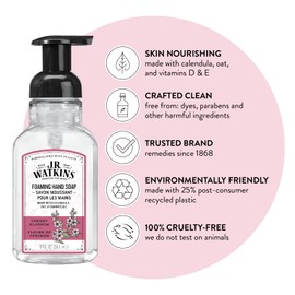 J.R. Watkins Foaming Hand Soap Pump with Dispenser, Moisturizing All Natural Foam, Alcohol-Free, Cruelty-Free, USA Made, Use as Kitchen or Bathroom Soap, Cherry Blossom, 9 fl oz, 3 Pack