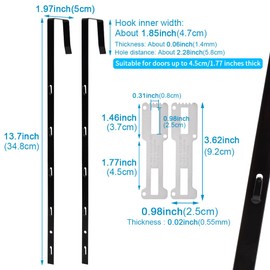 Kazheon 2 Pcs Over The Door Mirror Hanger, Adjustable Door Mirrors Hanger with Protective Lining,Brackets Perfec-t Height and Fit (Mirror Not Included)(Black)