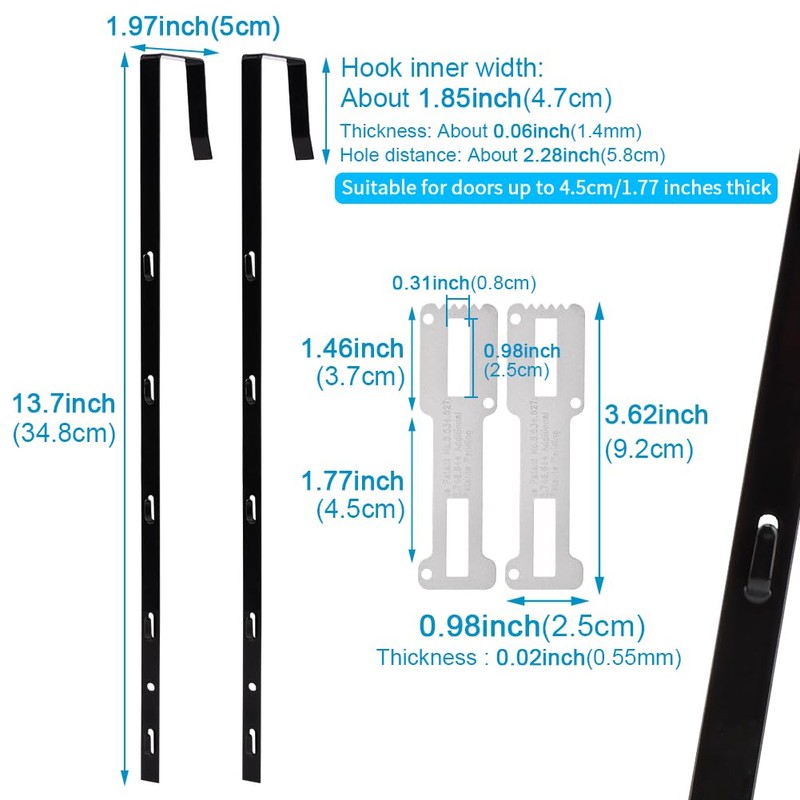 Kazheon 2 Pcs Over The Door Mirror Hanger, Adjustable Door