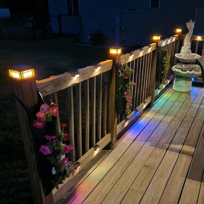Dynaming 6 Pack Solar Post Cap Lights Outdoor with Flickering