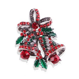 Christmas Brooch Rhinestone Christmas Bells Brooch Cute Candy Brooch Stylish Rhinestone Crystal Brooch Pin Elegant Clothing Hat Bag Accessories Christmas Jewelry for Women (Silver)