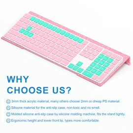 WINFFOR Comfortable Computer Keyboard Stand - Ergonomic Keyboard Riser Acrylic Tilted Keyboard Holder for Easy Typing&Working at Home Office - Fits All Keyboard Sizes - 17'' Wide (Glitter Pink)