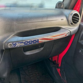 Decal Concepts American Flag Passenger Grab Bar Handle Accent Decal Kit - (Fits Jeep Wrangler 2011-2017) (Clear/Red/Blue)