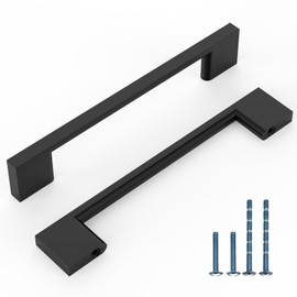 KNOKLOCK 10 Pack 5 Inch(128mm) Kitchen Cabinet Handles Matte Black Cabinet Pulls Kitchen Cabinet Hardware Drawer Pulls for Cupboard Wardrobe
