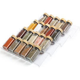 Spice Drawer Organizer 4 Tier, Acrylic Seasoning Organizer Rack, Clear Spice Rack Tray, Kitchen Seasoning Jars Drawers Insert (Jars Not Included/ Expandable From 9" to 18")