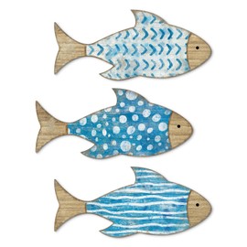 Putuo Decor 3 Pcs Wooden Fish Wall Decor Beach Nautical Coastal Theme Fish Wall Sculpture Wood School of Fish Wall Art Lake House Ocean Decor Vintage Ornaments for Home Bathroom Bedroom 6.69x3.14 In
