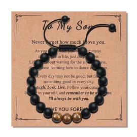 Gopbrer Bracelets for Son, Boy's Bracelet Ages 8-12, Beaded Rope Bracelets, Son Birthday Graduation Gift Ideas, To My Son Bracelet from Mom