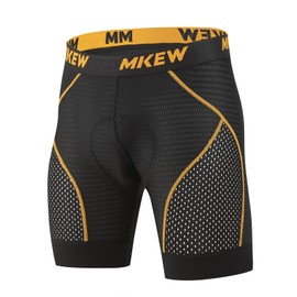 MKEW Men's High Density Sponge Padded Cycling Underwear Bike Shorts Underwear MTB Liner Road Biking Bicycle Clothes (US, Alpha (Alpha), M, Regular, 1, Orange)